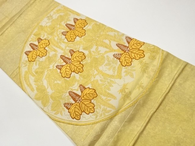 JAPANESE KIMONO / FUKURO OBI / HIKIHAKU / WOVEN PAULOWNIA & FLOWER 